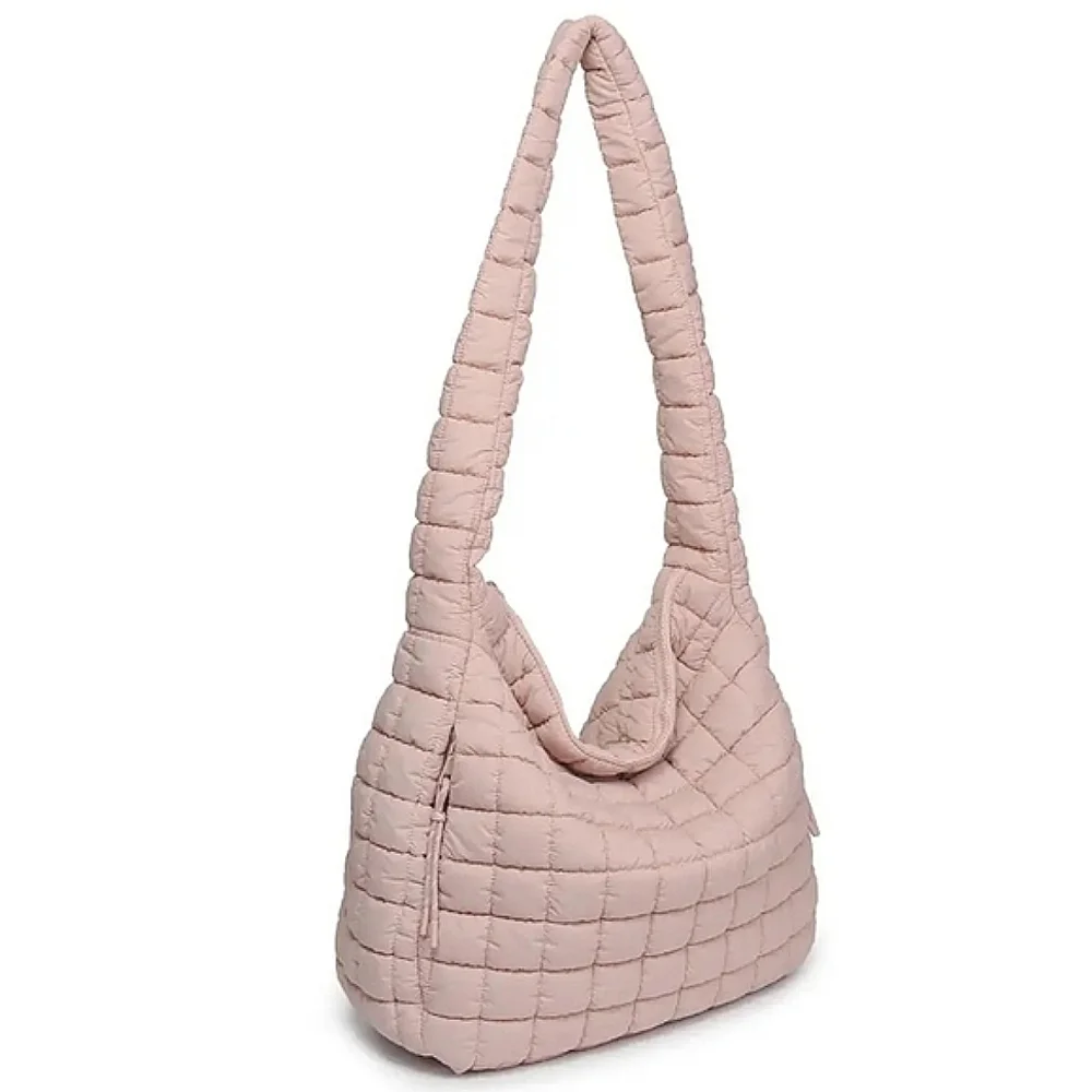 Leda Extra Large Quilted Nylon Hobo Bag Urban Expressions Rose NWT$120 Soldout!